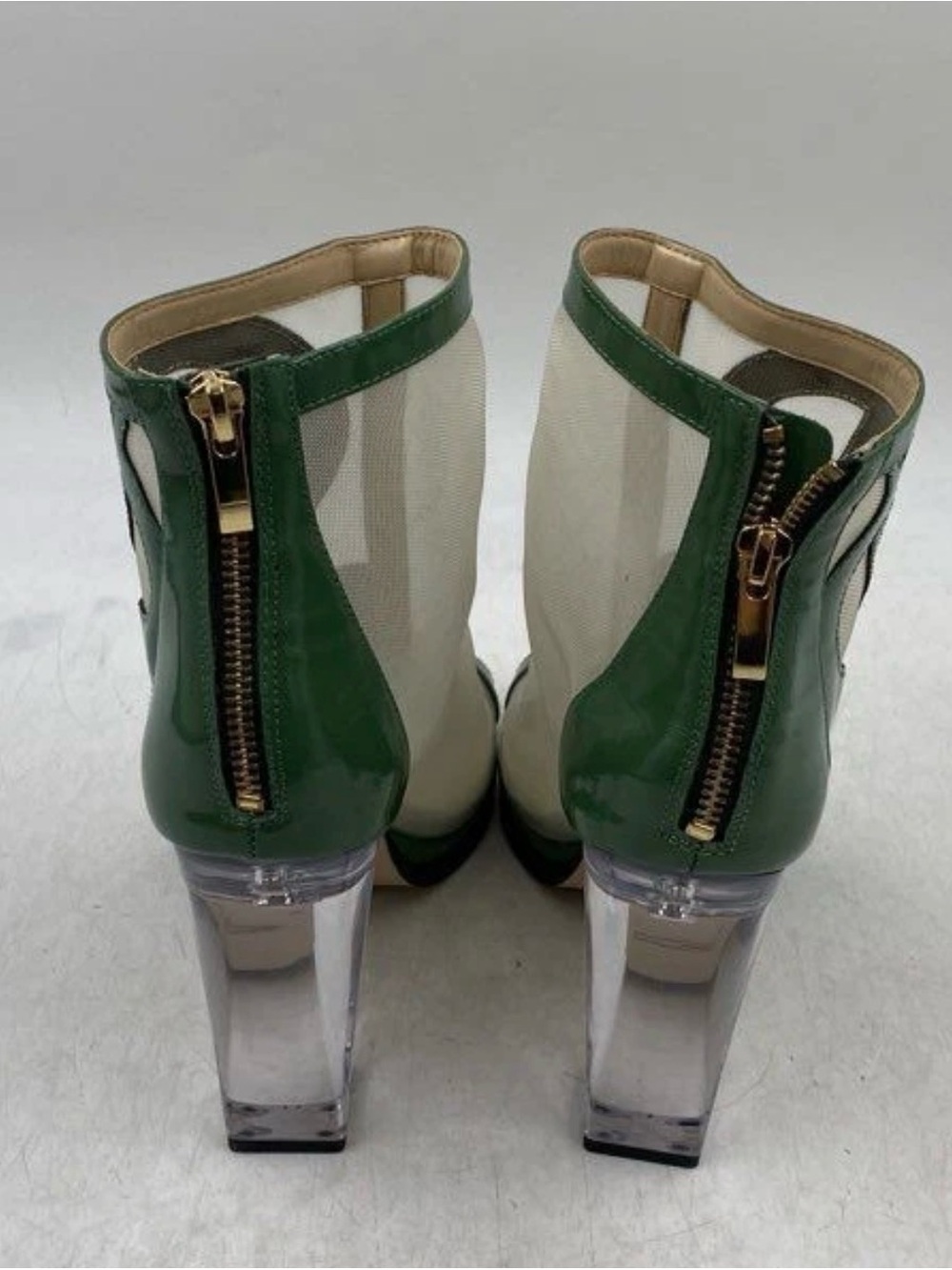 Katy Perry Green Mesh Peep-Toe Heeled Ankle Booties - Picture 5 of 8